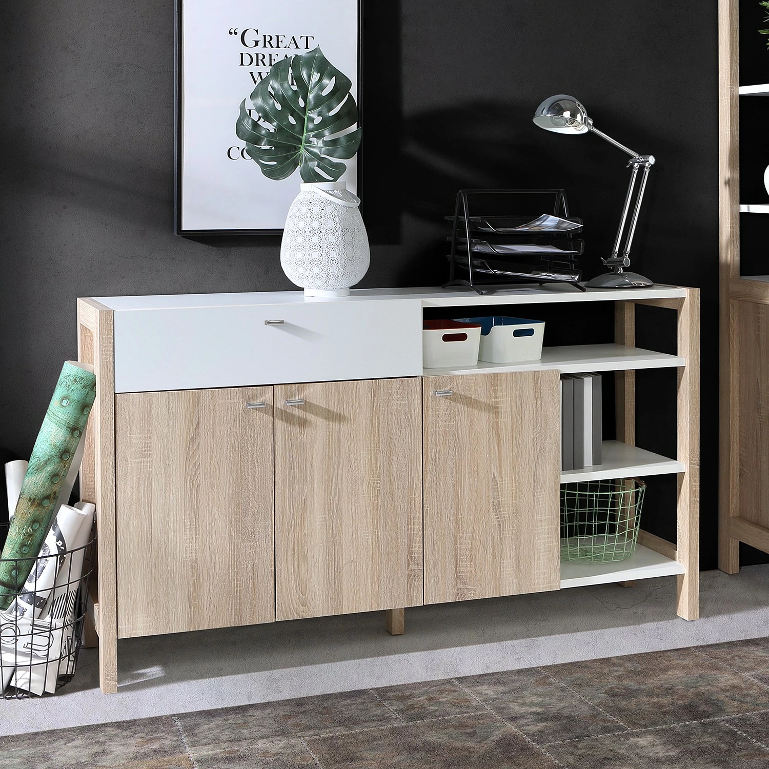 Norrwood Kommode Holvik - Eiche Sonoma Dekor / Weiß 4 Norrwood Kommode Holvik - Eiche Sonoma Dekor / Weiß – Bild 2