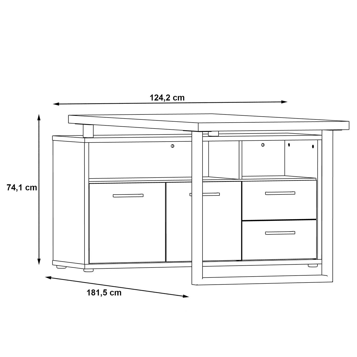 Fredriks Eckschreibtisch Kendrick II - Weiß / Grau 10 Fredriks Eckschreibtisch Kendrick II - Weiß / Grau – Bild 8