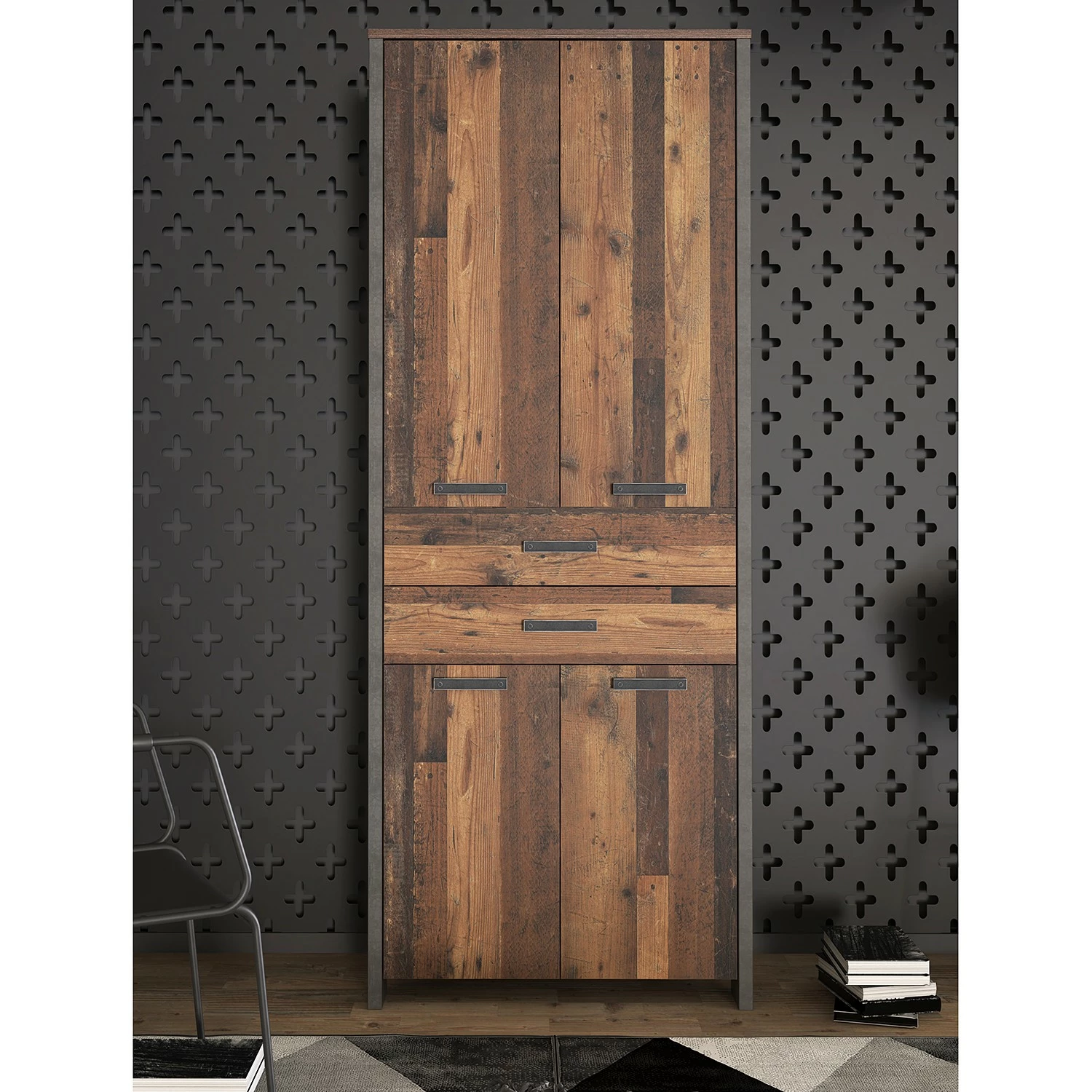 Red Living Aktenschrank Clifford - Altholz Dekor / Dunkelgrau 4 Red Living Aktenschrank Clifford - Altholz Dekor / Dunkelgrau – Bild 2