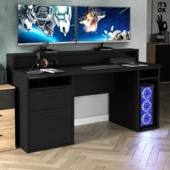 Fredriks Schreibtisch Trent III - Matt Schwarz - Mit Beleuchtung -Möbel Verkäufe 2024 1000280716 210813 08160100424 MOOD DETAILS P000000001000280716 mood