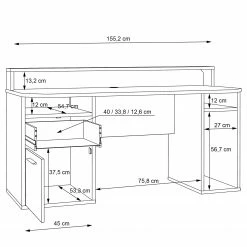 Fredriks Schreibtisch Trent III - Matt Schwarz - Mit Beleuchtung -Möbel Verkäufe 2024 1000280716 210813 08160100432 SKETCH DETAILS P000000001000280716 sketch