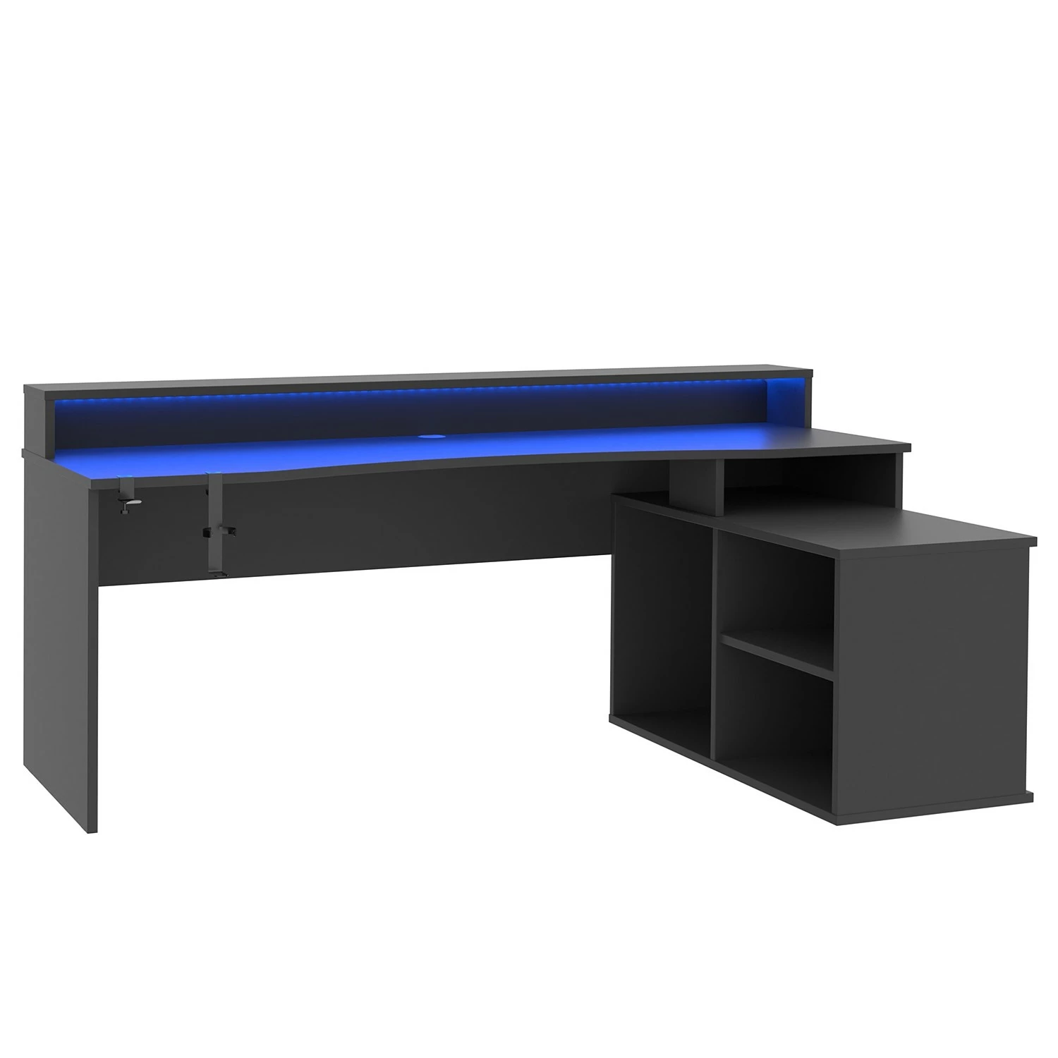 Fredriks Eckschreibtisch Trent - (mit Beleuchtung) Matt Schwarz 3 Fredriks Eckschreibtisch Trent - (mit Beleuchtung) Matt Schwarz