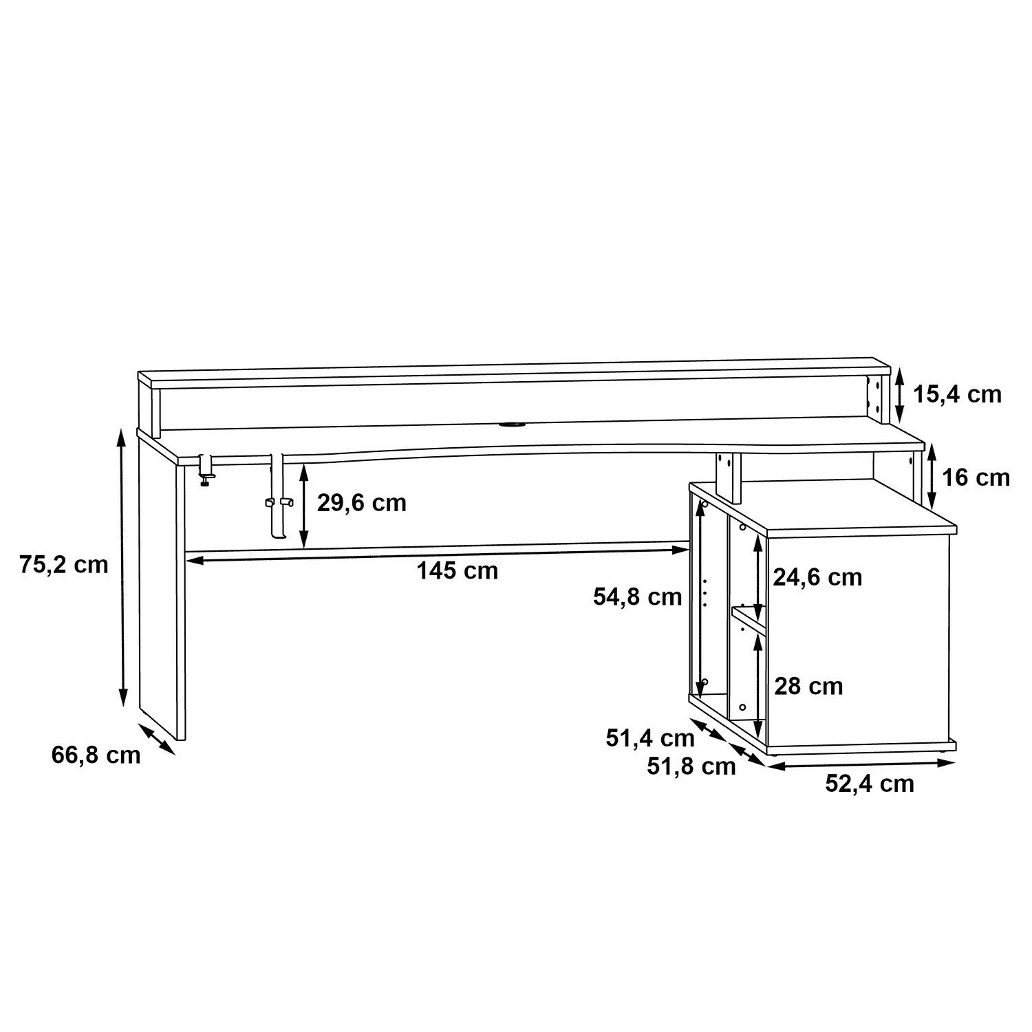 Fredriks Eckschreibtisch Trent - (mit Beleuchtung) Matt Schwarz 9 Fredriks Eckschreibtisch Trent - (mit Beleuchtung) Matt Schwarz – Bild 7