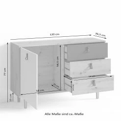Fredriks Sideboard Bowood I - Eiche Artisan Dekor / Weiß -Möbel Verkäufe 2024 1000283829 210805 14243400060 SKETCH DETAILS P000000001000283829 sketch