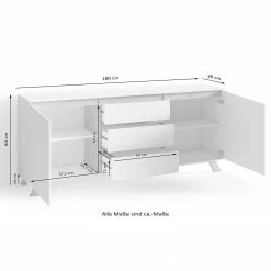 Norrwood Sideboard Rautha - Matt Weiß / Eiche Dekor - Breite: 180 cm -Möbel Verkäufe 2024 1000283831 210805 14243500072 SKETCH DETAILS P000000001000283831 sketch