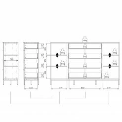 Maja Möbel Sideboard Trend - Glas - Hochglanz Weiß / Chrom -Möbel Verkäufe 2024 1000284207 210804 14342400015 SKETCH DETAILS P000000001000284207 sketch