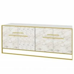 Loftscape Sideboard Pisek - Metall - Marmor Weiß Dekor / Gold