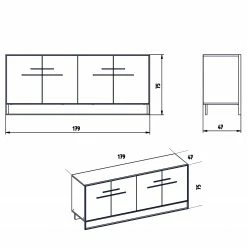Loftscape Sideboard Pisek - Metall - Marmor Weiß Dekor / Gold -Möbel Verkäufe 2024 1000284400 210809 06093200204 SKETCH DETAILS P000000001000284400 sketch