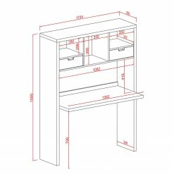 Fredriks Regal-Schreibtischkombination Mernda - Wabenplatte - Weiß -Möbel Verkäufe 2024 1000285174 210827 08092400034 SKETCH DETAILS P000000001000285174 sketch