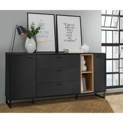 Loftscape Sideboard Mazzo - Schwarz / Eiche Artisan Dekor -Möbel Verkäufe 2024 1000285799 210819 12212500041 MOOD DETAILS P000000001000285799 mood
