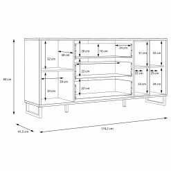 Loftscape Sideboard Mazzo - Schwarz / Eiche Artisan Dekor -Möbel Verkäufe 2024 1000285799 210819 12212500050 SKETCH DETAILS P000000001000285799 sketch