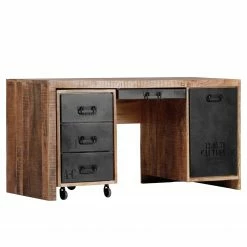 Red Living Büroset Washington (2-teilig) - Mango massiv / Eisen - Mango / Anthrazit