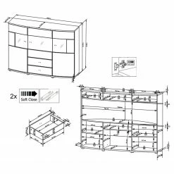 Loftscape Sideboard Intento I - Hochglanz Weiß / Anthrazit -Möbel Verkäufe 2024 1000288186 210827 12095600056 SKETCH DETAILS P000000001000288186 sketch