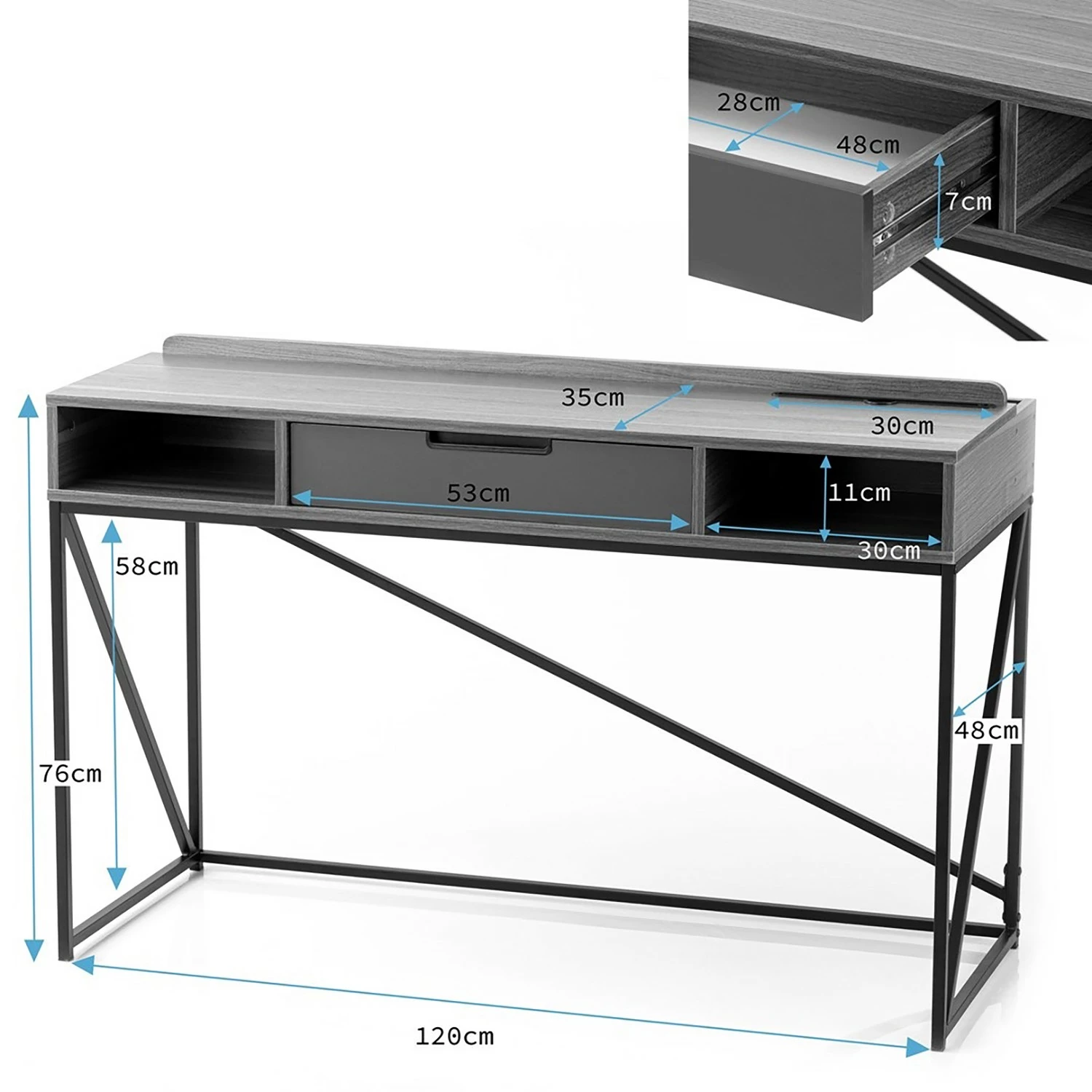 FLHF Schreibtisch Del - Eiche Dekor / Weiß 10 FLHF Schreibtisch Del - Eiche Dekor / Weiß – Bild 8