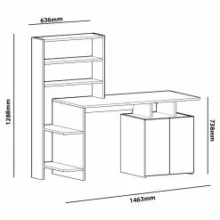 Fredriks Schreibtisch-Kombination Milli - Walnuss Dekor / Weiß -Möbel Verkäufe 2024 1000289488 210908 14360600018 SKETCH DETAILS P000000001000289488 sketch