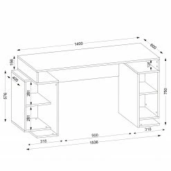Fredriks Schreibtisch Mountain - Walnuss Dekor / Weiß -Möbel Verkäufe 2024 1000289490 210908 14360700025 SKETCH DETAILS P000000001000289490 sketch