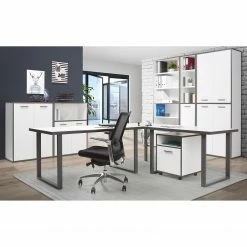 Fredriks Büroset Kendrick I (7-teilig) - Weiß / Grau