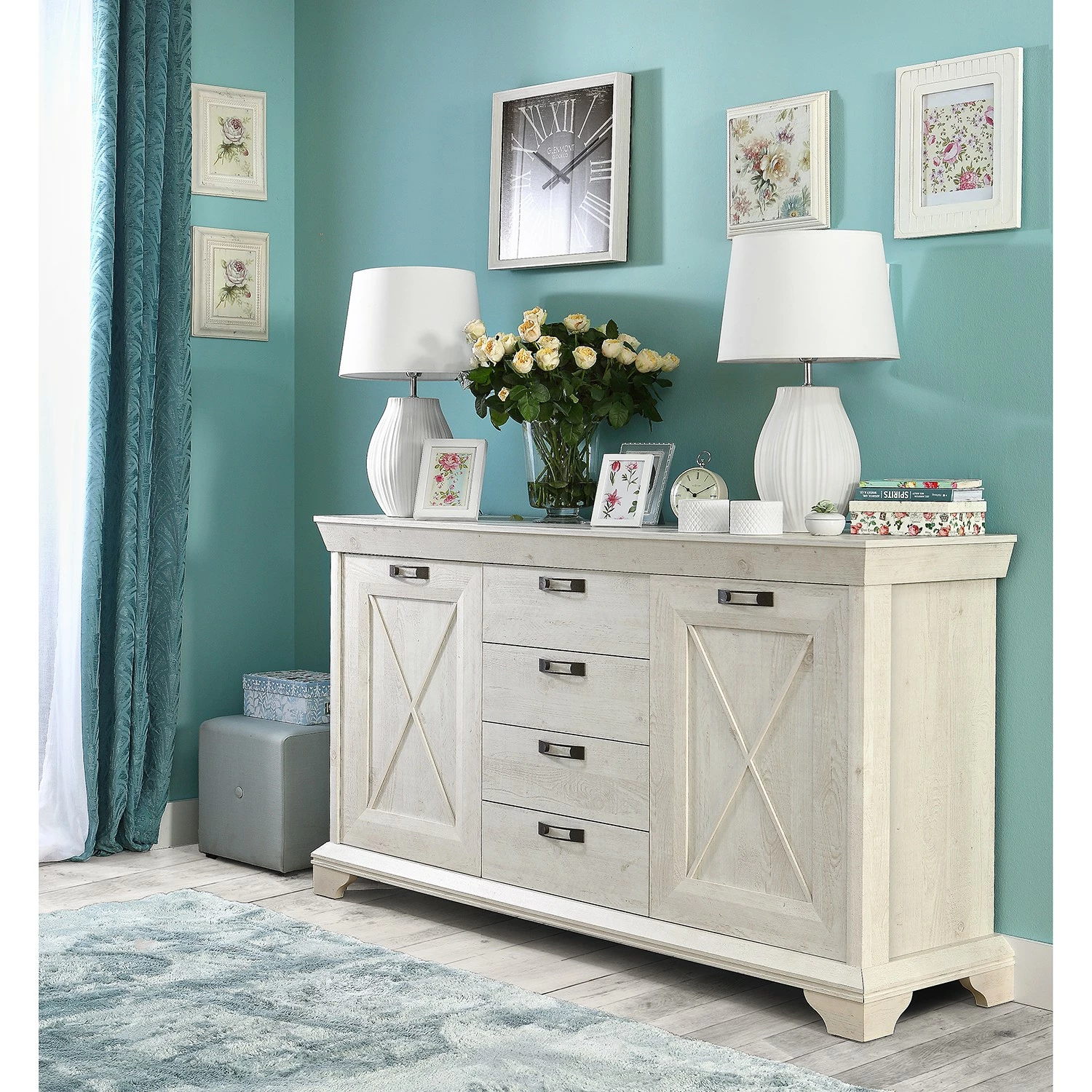 Ridgevalley Sideboard Kimbark II - Pinie Weiß Dekor 4 Ridgevalley Sideboard Kimbark II - Pinie Weiß Dekor – Bild 2