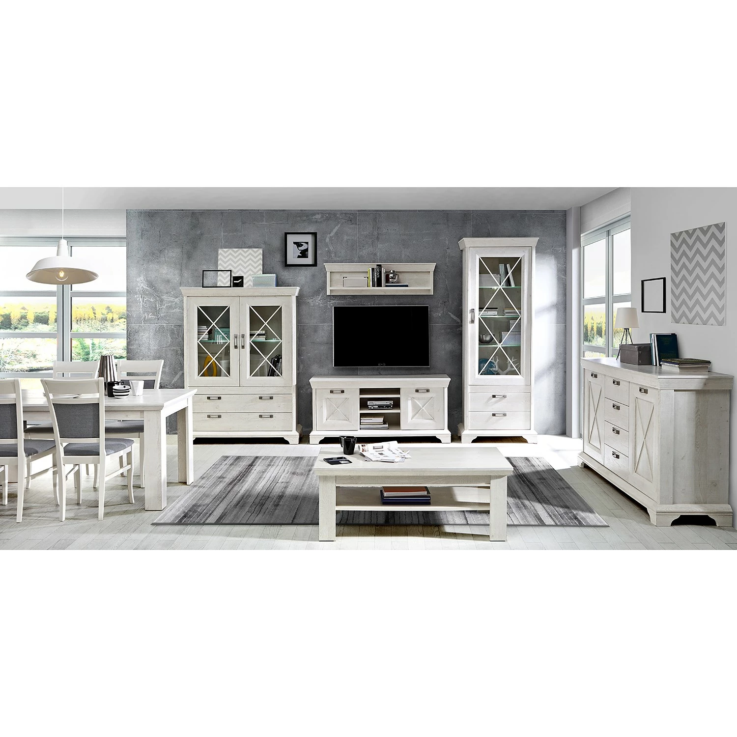 Ridgevalley Sideboard Kimbark II - Pinie Weiß Dekor 5 Ridgevalley Sideboard Kimbark II - Pinie Weiß Dekor – Bild 3