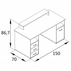 Furnitive Schreibtisch Nora - Weiß -Möbel Verkäufe 2024 1000296243 210927 08195200607 SKETCH DETAILS P000000001000296243 sketch