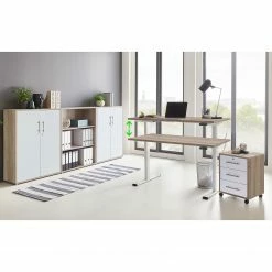 Furnitive Büroset Avin XIV (5-teilig) - (Höhenverstellbar) - Eiche Sonoma Dekor / Weiß