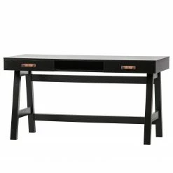 Fredriks Schreibtisch Dural - Kiefer massiv - Schwarz / Vintage Braun