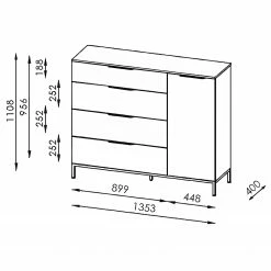 Maja Möbel Sideboard Trend Wood II - Asteiche Dekor / Schwarz -Möbel Verkäufe 2024 1000306532 211102 130342000525 SKETCH DETAILS P000000001000306532 sketch