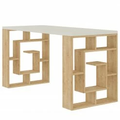 Loftscape Schreibtisch Lemi - Weiß / Eiche Dekor