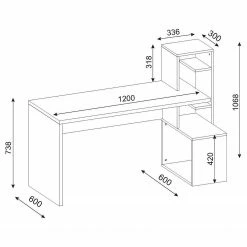 Loftscape Schreibtisch-Kombination Jurien - Weiß / Walnuss Dekor -Möbel Verkäufe 2024 1000306573 211115 13505000621 SKETCH DETAILS P000000001000306573 sketch
