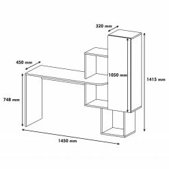 Loftscape Schreibtisch-Kombination Laurie - Weiß / Walnuss Dekor -Möbel Verkäufe 2024 1000306581 211115 13521900756 SKETCH DETAILS P000000001000306581 sketch