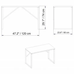 Red Living Schreibtisch Hartney - Eiche Dekor / Weiß -Möbel Verkäufe 2024 1000306615 211115 13510700648 SKETCH DETAILS P000000001000306615 sketch