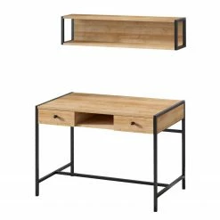 Red Living Schreibtisch-Set Kemer (2-teilig) - Eiche Dekor / Schwarz