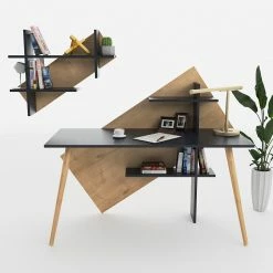 Norrwood Schreibtisch-Set Deering (2-teilig) - Anthrazit / Eiche -Möbel Verkäufe 2024 1000306656 211115 13545000487 MOOD DETAILS P000000001000306656 mood