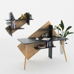 Norrwood Schreibtisch-Set Deering (2-teilig) - Anthrazit / Eiche -Möbel Verkäufe 2024 1000306656 211115 13545600493 MOOD DETAILS P000000001000306656 mood