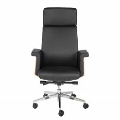 Fredriks Bürostuhl Weld - Echtleder / Walnuss Furnier / Metall - Schwarz / Walnuss / Aluminium -Möbel Verkäufe 2024 1000310647 220826 030 DETAILS P000000001000310647