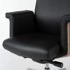 Fredriks Bürostuhl Weld - Echtleder / Walnuss Furnier / Metall - Schwarz / Walnuss / Aluminium -Möbel Verkäufe 2024 1000310647 220826 036 DETAILS P000000001000310647