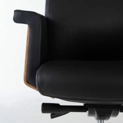 Fredriks Bürostuhl Weld - Echtleder / Walnuss Furnier / Metall - Schwarz / Walnuss / Aluminium -Möbel Verkäufe 2024 1000310647 220826 037 DETAILS P000000001000310647