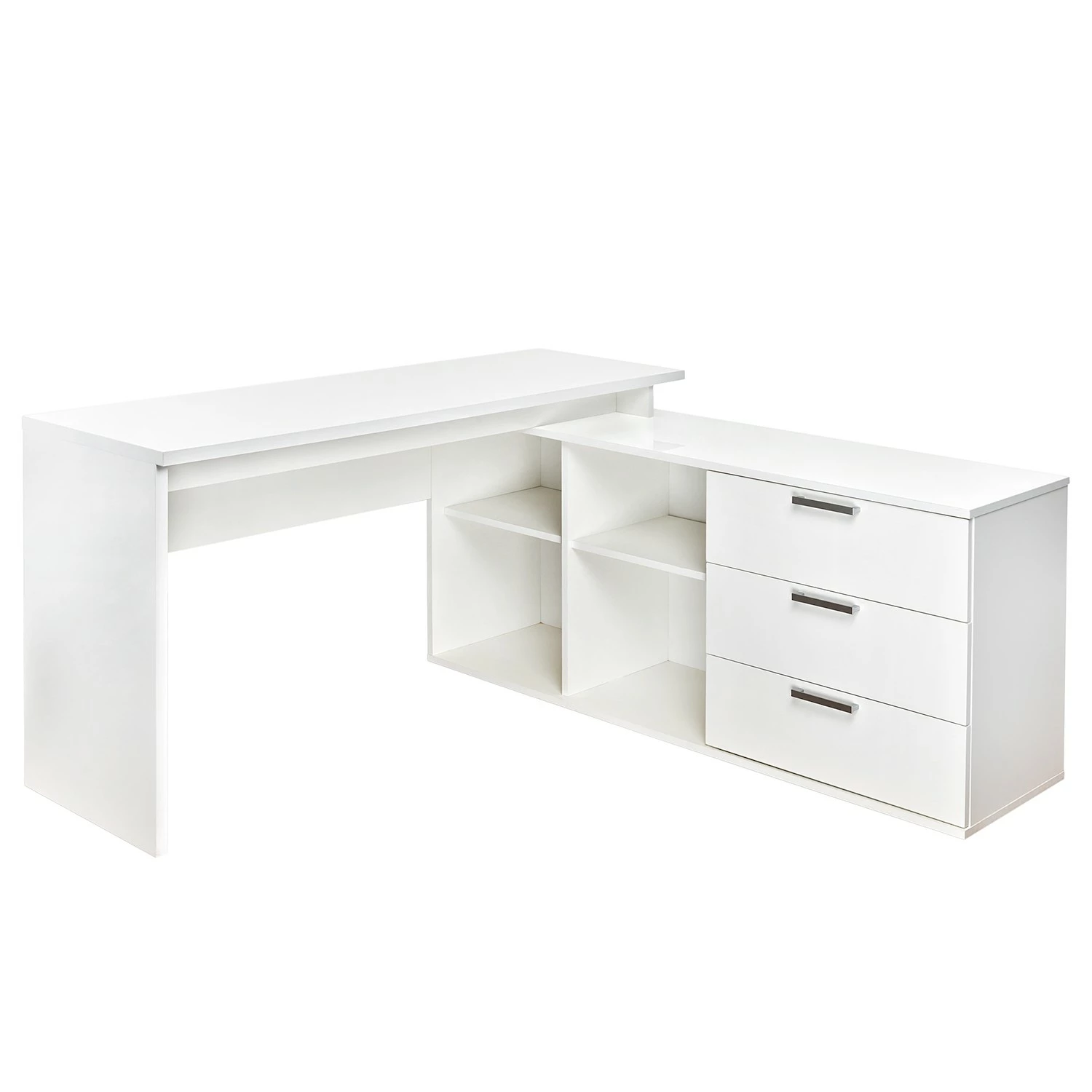 Fredriks Eckschreibtisch Lenora - Weiß / Silber 3 Fredriks Eckschreibtisch Lenora - Weiß / Silber