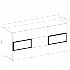 Loftscape Sideboard Adschman - Hochglanz Schwarz / Matt Schwarz -Möbel Verkäufe 2024 1000314944 211209 133342000518 SKETCH DETAILS P000000001000314944 sketch