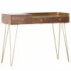 Schreibtisch Lennard I - Mango massiv / Eisen - Mango / Messing