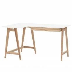 Mørteens Eckschreibtisch Ophelia - Weiß - Breite: 135 cm - Schublade rechts