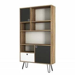 Loftscape Regal Kerrang - Walnuss Dekor / Anthrazit / Weiß