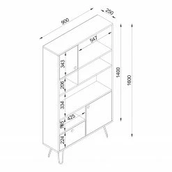Loftscape Regal Kerrang - Walnuss Dekor / Anthrazit / Weiß -Möbel Verkäufe 2024 1000333719 220302 500 SKETCH DETAILS P000000001000333719 sketch