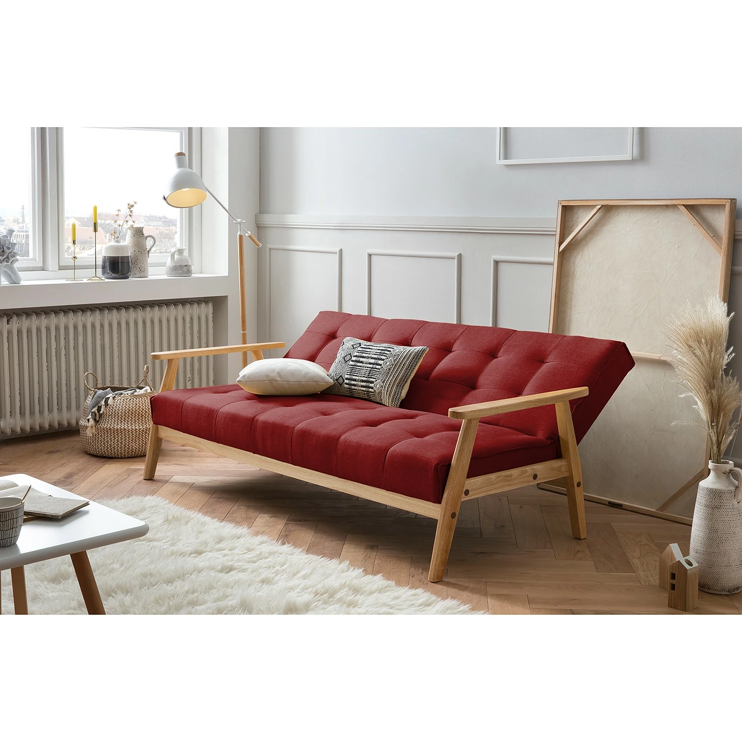 Norrwood Schlafsofa Pamban I - Strukturstoff - Karminrot 3 Norrwood Schlafsofa Pamban I - Strukturstoff - Karminrot – Bild 2