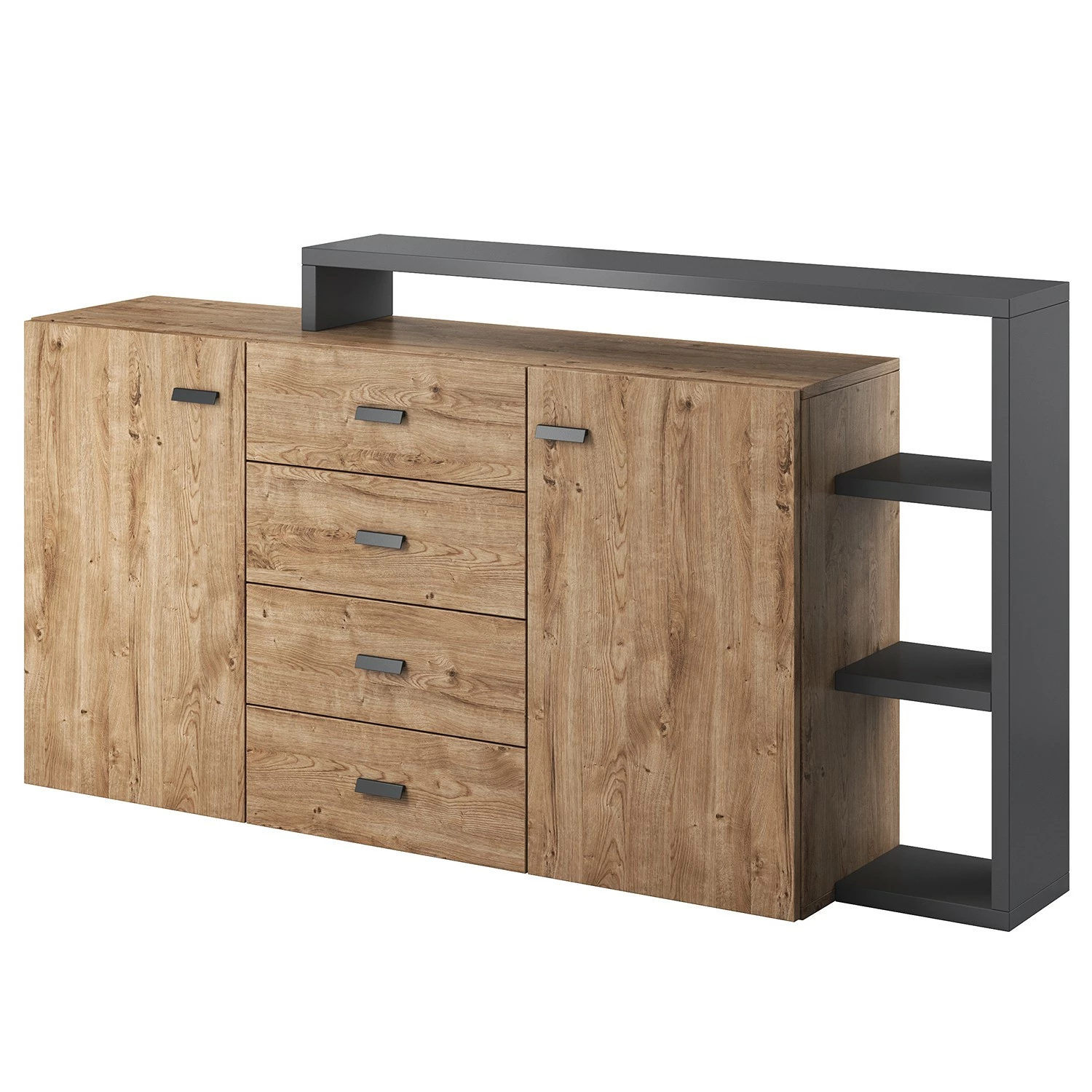 Loftscape Sideboard Littor - Anthrazit / Eiche Dekor 3 Loftscape Sideboard Littor - Anthrazit / Eiche Dekor