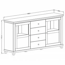 Ridgevalley Sideboard Emmanuela I - Kiefer Weiß Dekor -Möbel Verkäufe 2024 1000339993 220317 500 SKETCH DETAILS P000000001000339993 sketch