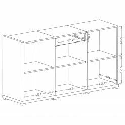 Loftscape Sideboard Lahntal - Hochglanz Weiß / Risseiche Dekor -Möbel Verkäufe 2024 1000340000 220317 501 SKETCH DETAILS P000000001000340000 sketch