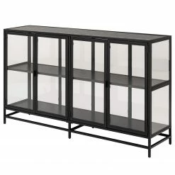 Red Living Sideboard Coogee IV - Glas / Metall - Schwarz