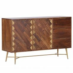 Red Living Sideboard Nook - Mango massiv / Metall - Mango / Gold