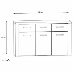 Loftscape Sideboard Parksville - Eiche Sonoma Dekor -Möbel Verkäufe 2024 1000342467 220404 500 SKETCH DETAILS P000000001000342467 sketch